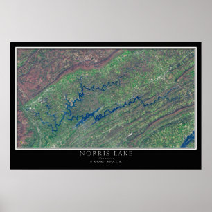 Affiche Carte satellite de l'affiche du lac Norris Tenness