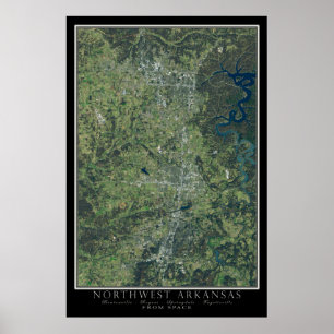 Affiche Carte satellite de l'Arkansas Nord-Ouest