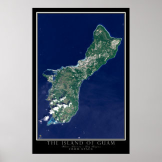 Affiche Carte satellite de l'île de Guam depuis l'espace