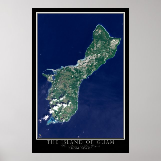 Affiche Carte satellite de l'île de Guam depuis l'espace (Devant)