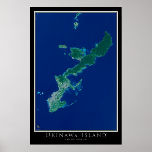 Affiche Carte satellite de l'île d'Okinawa Japon