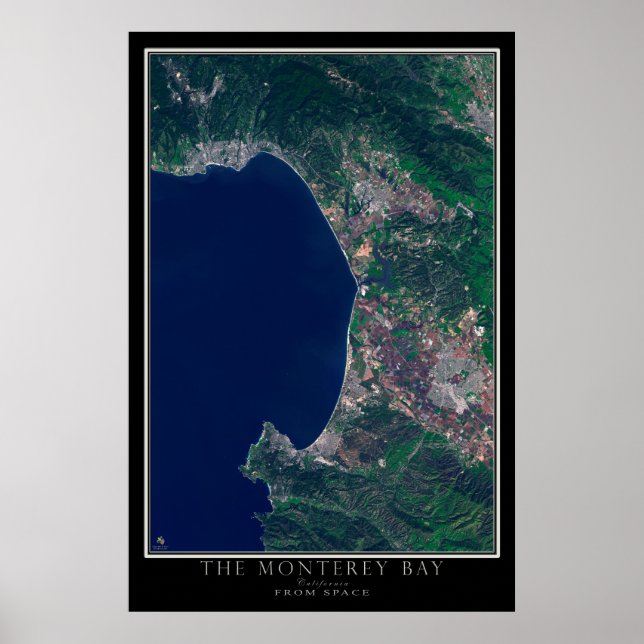 Affiche Carte satellite de Monterey Bay California (Devant)