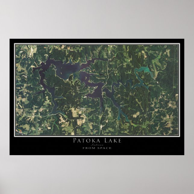 Affiche Carte satellite de Patoka Lake Indiana (Devant)