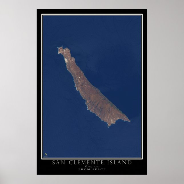 Affiche Carte satellite de San Clemente Island California (Devant)