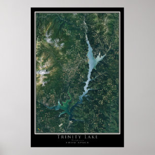 Affiche Carte satellite de Trinity Lake California