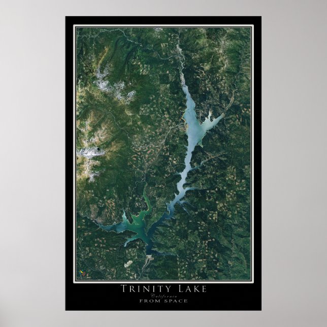 Affiche Carte satellite de Trinity Lake California (Devant)