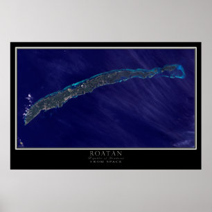 Affiche Carte satellite des îles de la baie de Roatán Hond