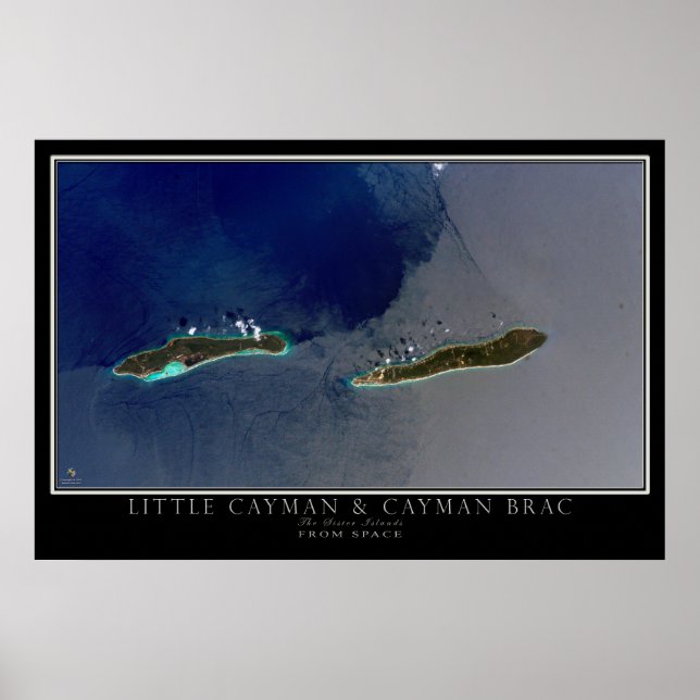 Affiche Carte satellite des îles Little Cayman et Cayman B (Devant)