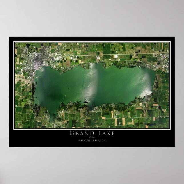 Affiche Carte satellite du Grand Lake Celina Ohio (Devant)