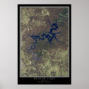 Affiche Carte satellite du lac Beaver Arkansas