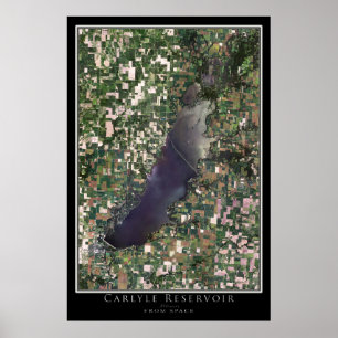 Affiche Carte satellite du lac Carlyle Illinois