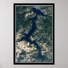 Affiche Carte satellite du lac Coeur d'Alene Idaho