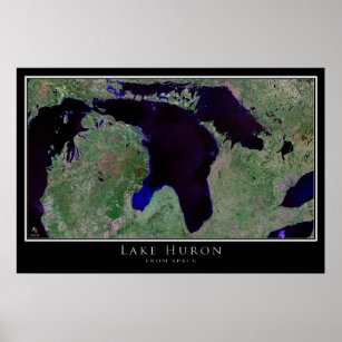 Affiche Carte satellite du lac Huron