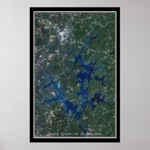 Affiche Carte satellite du lac Martin Alabama