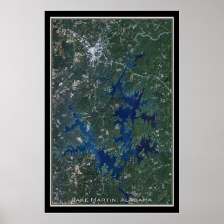 Affiche Carte satellite du lac Martin Alabama