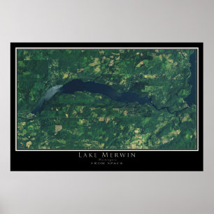 Affiche Carte satellite du lac Merwin Washington