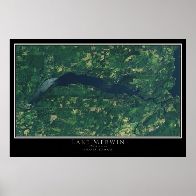 Affiche Carte satellite du lac Merwin Washington (Devant)