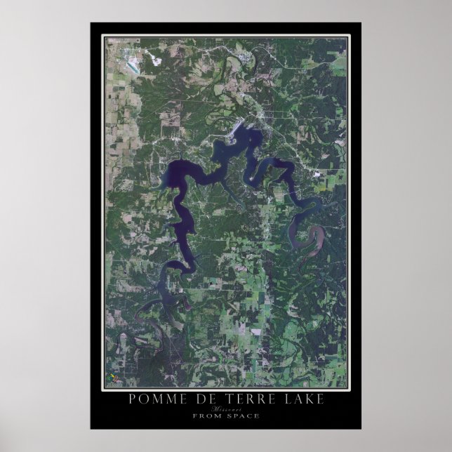 Affiche Carte satellite du lac Missouri Pomme de Terre (Devant)