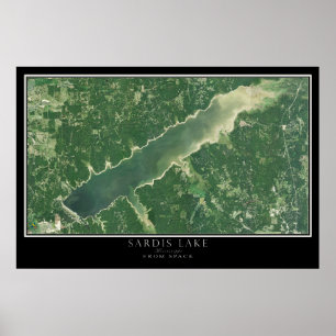 Affiche Carte satellite du lac Sardis Mississippi