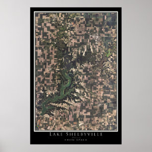 Affiche Carte satellite du lac Shelbyville Illinois