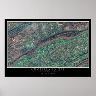 Affiche Carte satellite du parc national Cumberland Gap