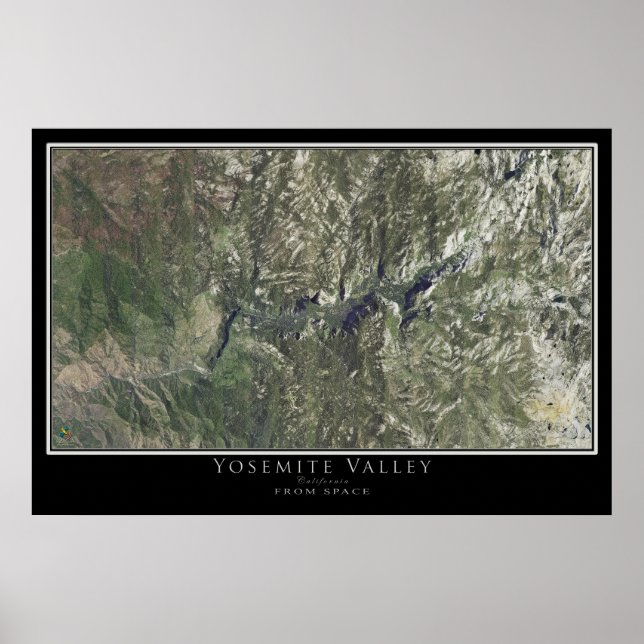 Affiche Carte satellite du parc national de Yosemite en Ca (Devant)