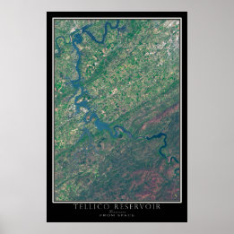Affiche Carte satellite du Tellico Lake Tennessee