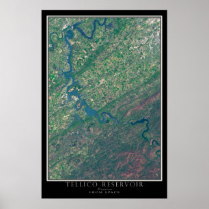 Affiche Carte satellite du Tellico Lake Tennessee