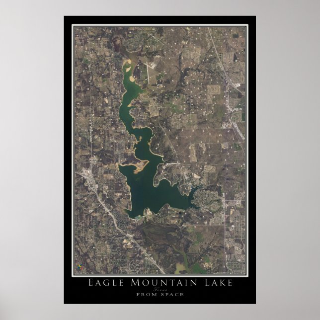 Affiche Carte satellite Eagle Mountain Lake Texas (Devant)