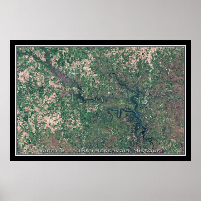Affiche Carte satellite Harry Truman Lake Missouri (Devant)
