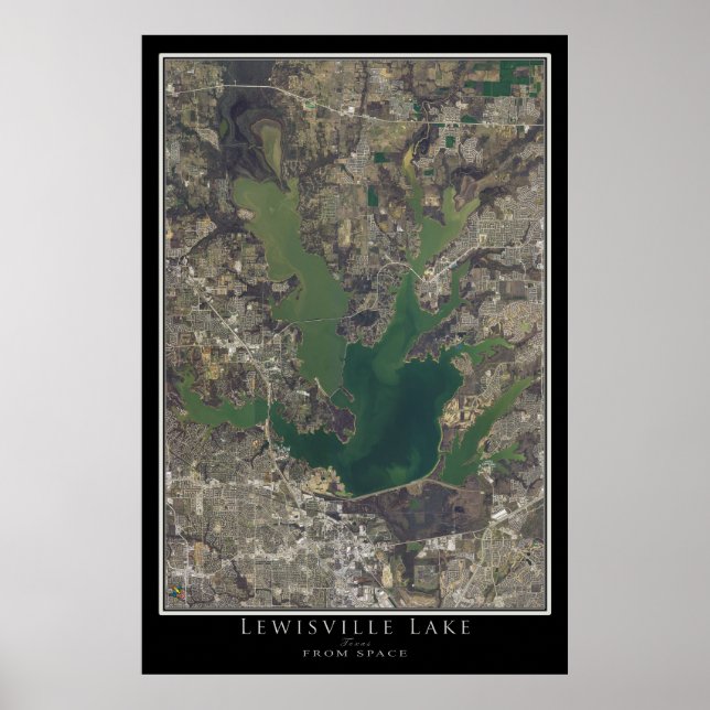 Affiche Carte satellite Lewisville Lake Texas (Devant)