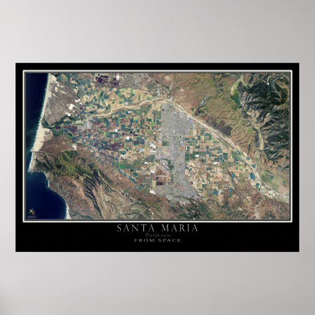 Affiche Carte satellite père Noël Maria California (Devant)