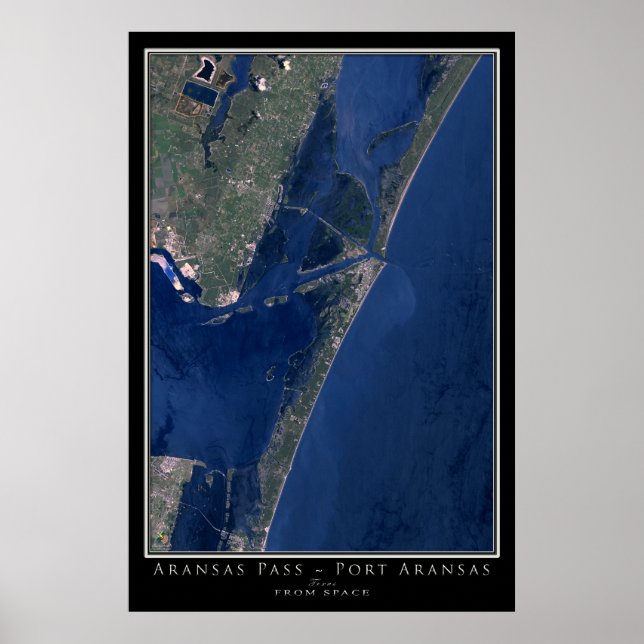 Affiche Carte satellite Port Aransas Texas (Devant)