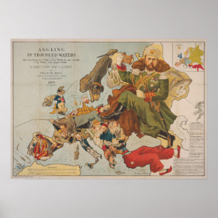 Affiche Carte satirique vintage
