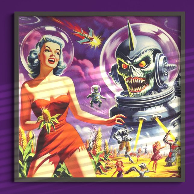 Affiche Carte Sci-Fi vintage vers le haut (Créateur téléchargé)