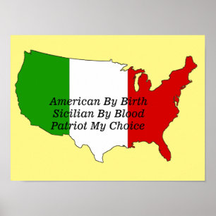 Affiche Carte Sicilienne American Italian Patriot USA