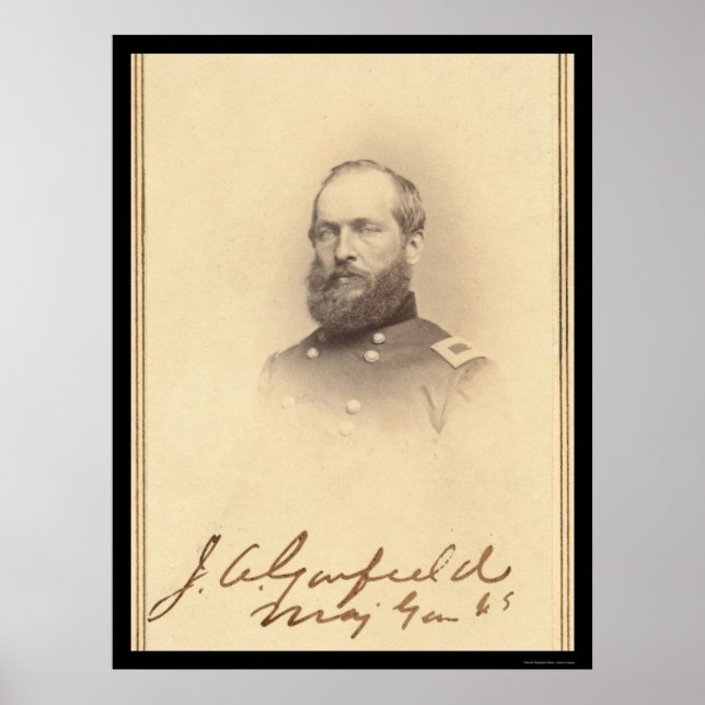 Affiche Carte signée du président James Garfield 1861 (Devant)