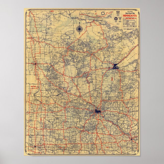 Affiche Carte standard du Minnesota (Devant)