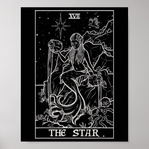 Affiche Carte Star Tarot Halloween Mermaid Gothic Witch
