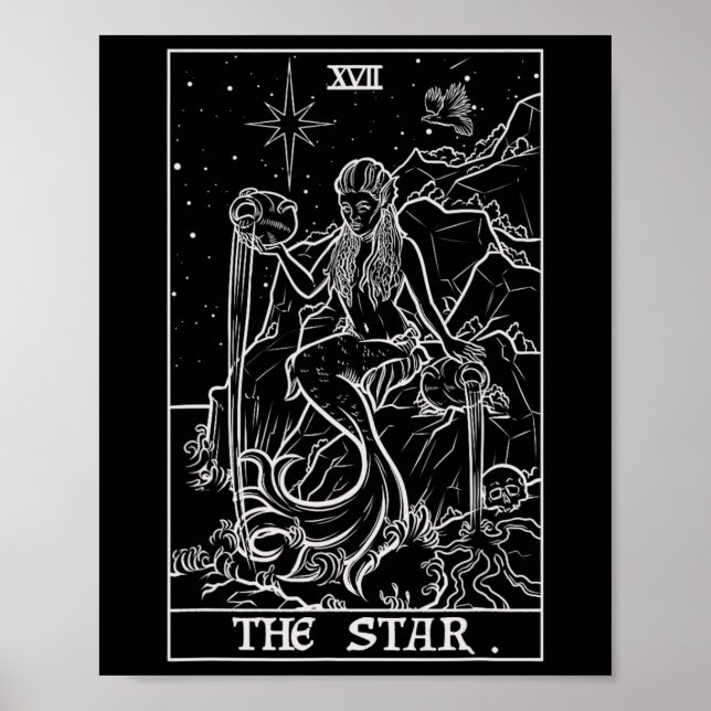 Affiche Carte Star Tarot Halloween Mermaid Gothic Witch (Devant)