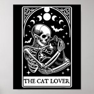 Affiche Carte Tarot Amoureux des chats Skeleton Et Cat Tar