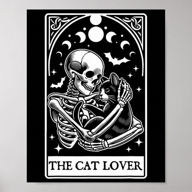 Affiche Carte Tarot Amoureux des chats Skeleton Et Cat Tar (Devant)