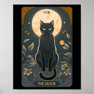 Affiche Carte Tarot Chat, Carte Tarot Lune Chat Maman De C