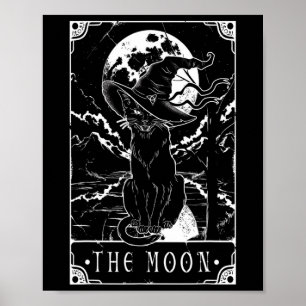 Affiche Carte Tarot Crescent Moon Et Casquette Chat Noir H