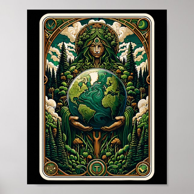 Affiche Carte Tarot d'Art Nature Enchantant par le Gardien (Devant)