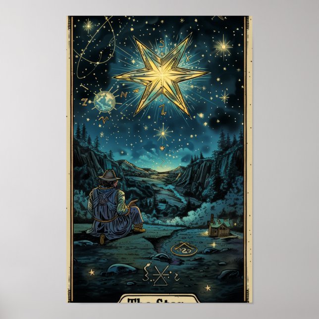 Affiche Carte Tarot de l'Art Star Travailler avec du texte (Devant)