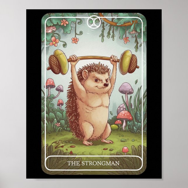 Affiche Carte Tarot Hérisson Strongman Lifting Workout Gym (Devant)