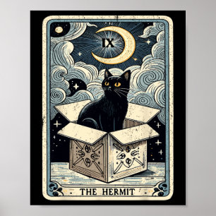 Affiche Carte Tarot Hermite Chat En Boîte Mystic Funny Cha