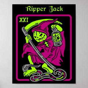 Affiche Carte Tarot Jack Ripper Halloween Décor Occulte Ho