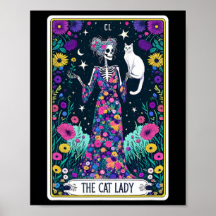 Affiche Carte Tarot Lady Chat Skeleton Mothers Day Chat L
